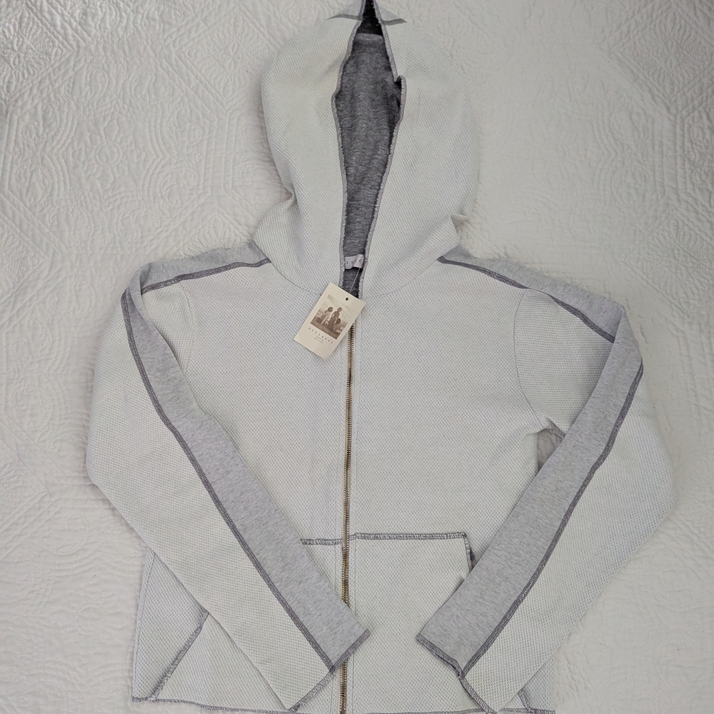Vintage Y2K Fitigues Light Gray & White Hoodie for Women